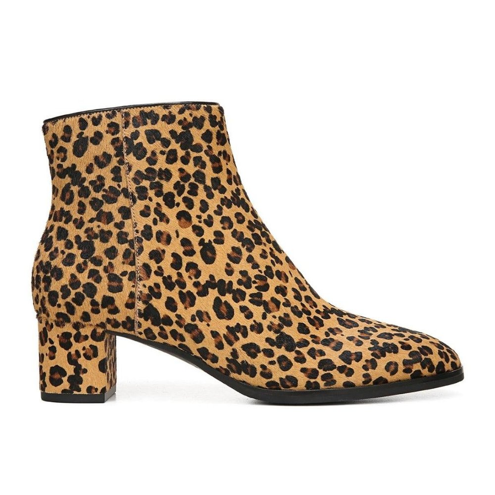 Via Spiga Leopard Print Ankle Boots - Tan & Black